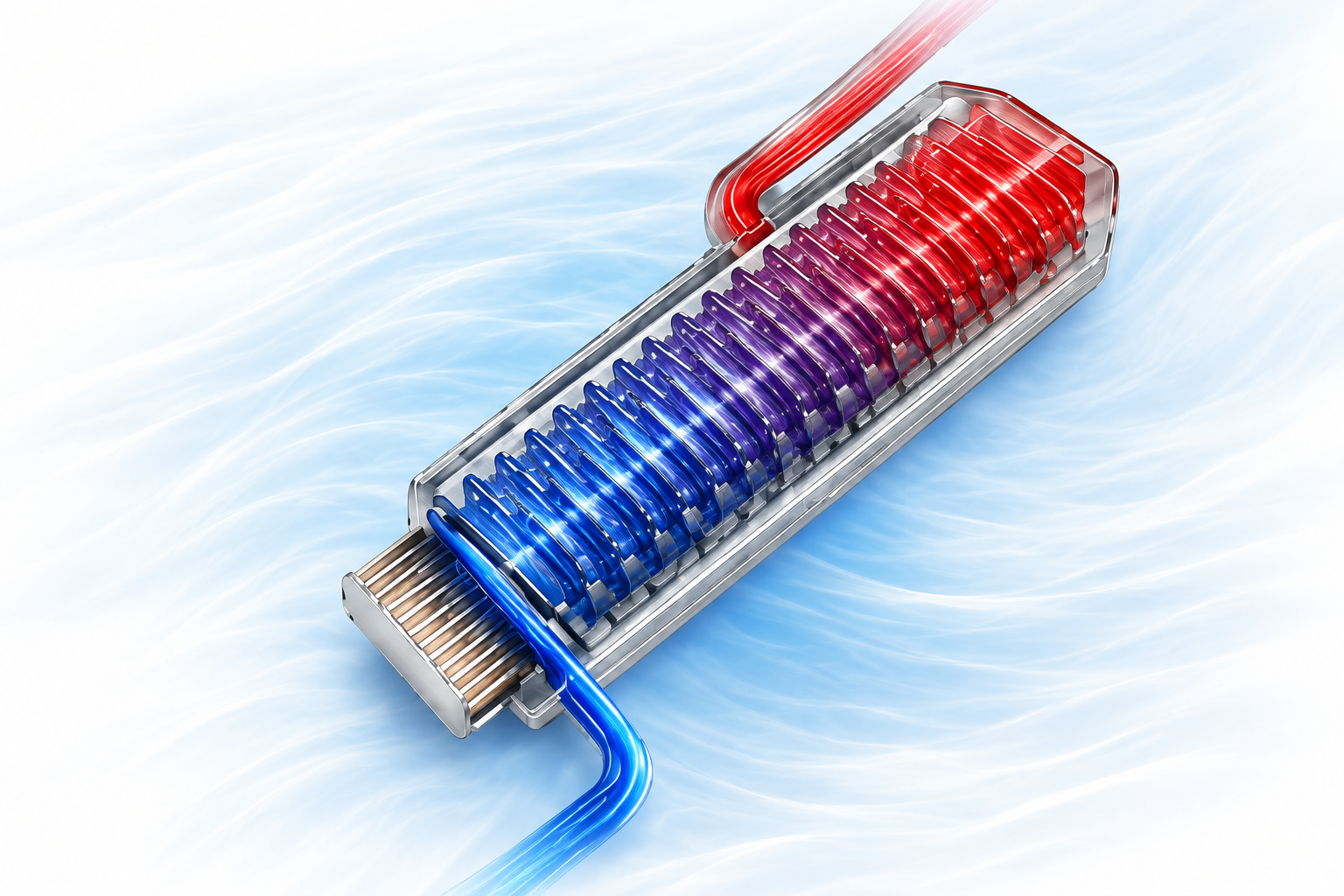 Drakken water-isolated heat-transfer technology showing the cold-to-hot water path